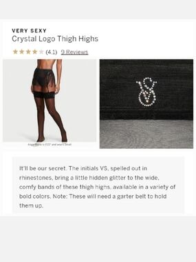 Victoria's secret very sexy logo shine thigh-high stockings MEDIUM BLACK